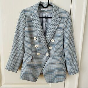 $695 NWOT Veronica Beard Empire Blue/Brown Plaid Dickey Jacket Blazer size 2